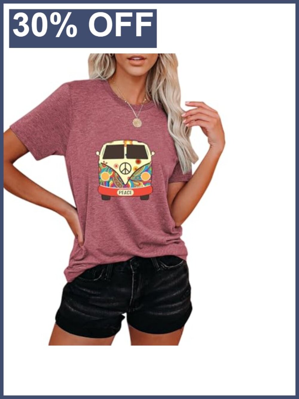 Women's Hippie 70s Peace Sign Graphic T-Shirt Short Sleeve Crew Neck Cotton
